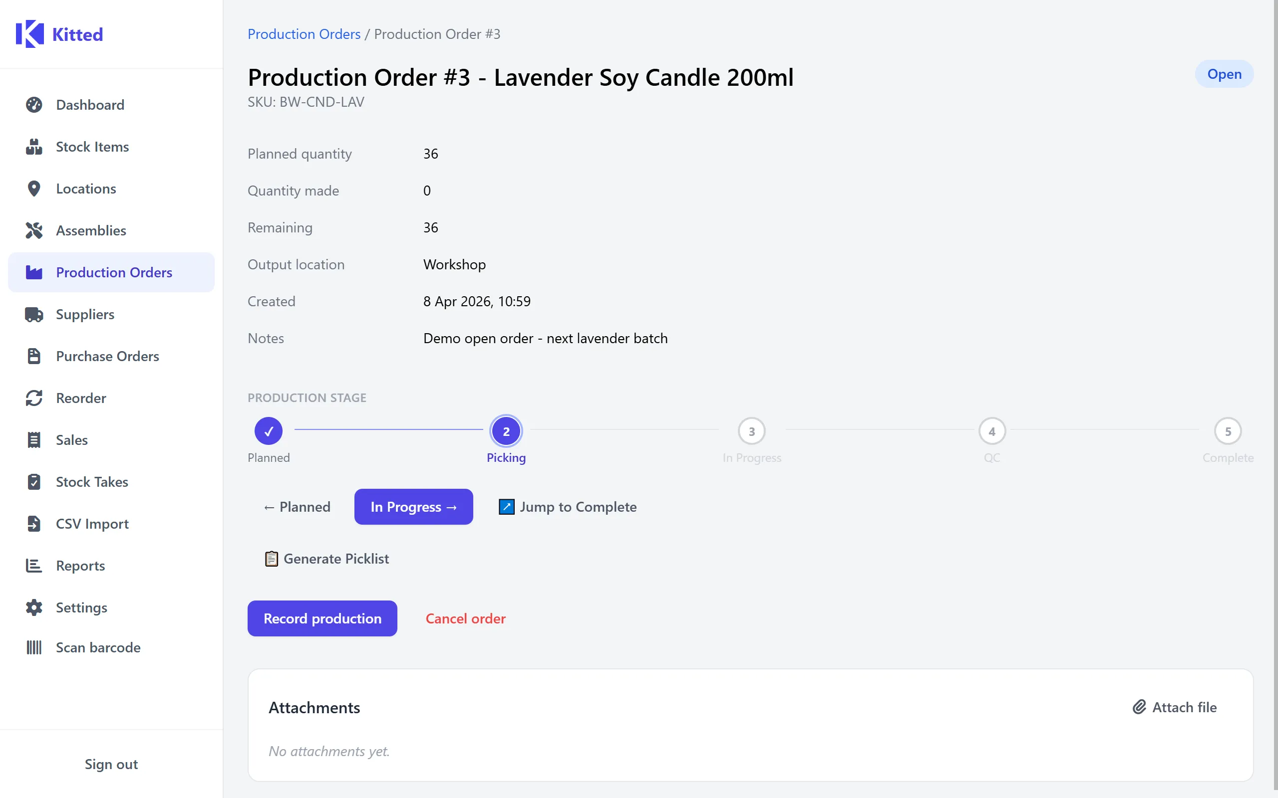 Production Orders